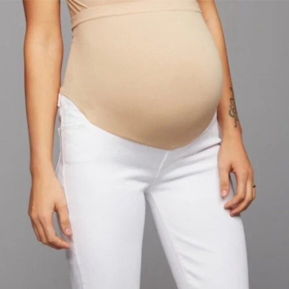 Mother Denim x P Collection Maternity Pony Boy Cropped Slim Jeans in White Sz 26 - Picture 1 of 16